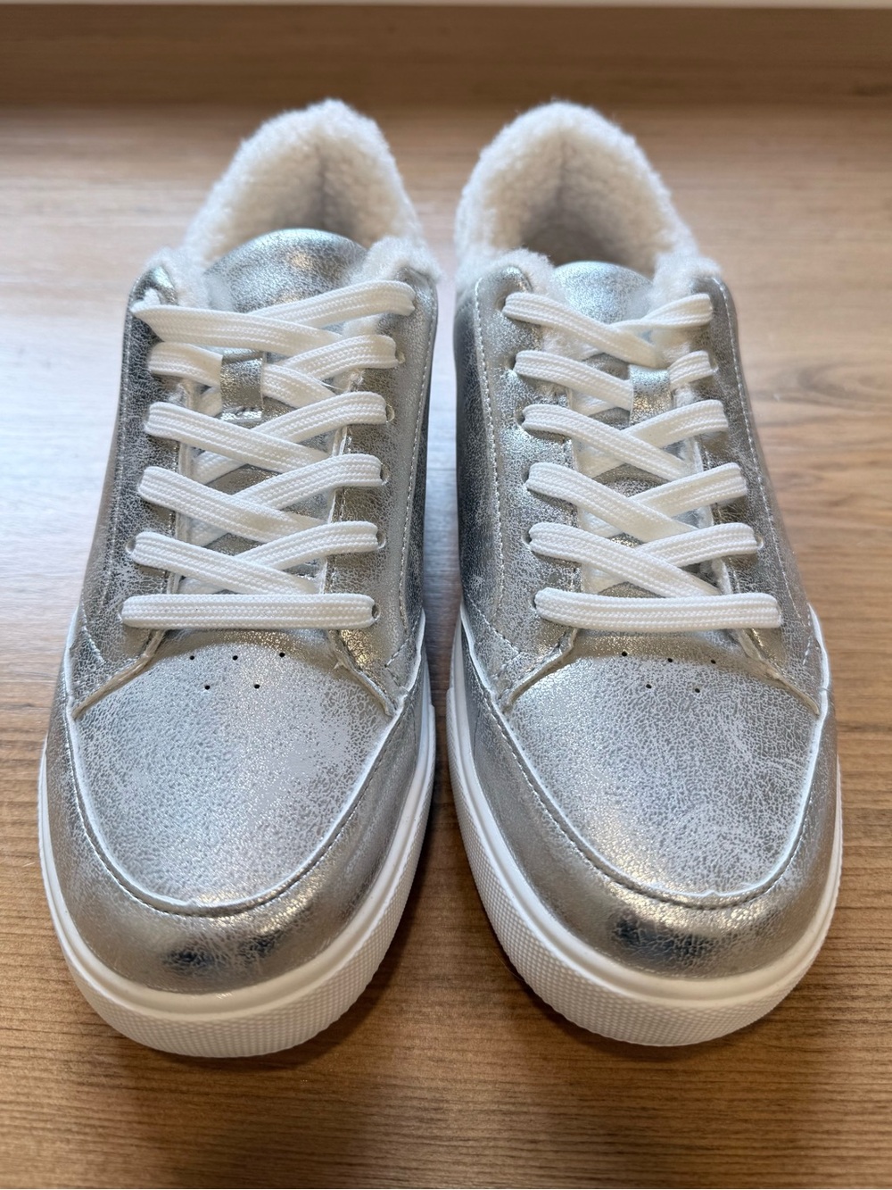 ✨Brand New✨ Silver Plush-Lined Sneakers